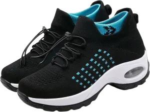 Orthopedic Sneakers for Women Men Adjustable Elastic Strap Trainers Shoes,Lightweight Breathable Damping Air Cushion Sneakers Non-Slip Platform Waterproof Comfort Soles Sports Shoes with Arch Support