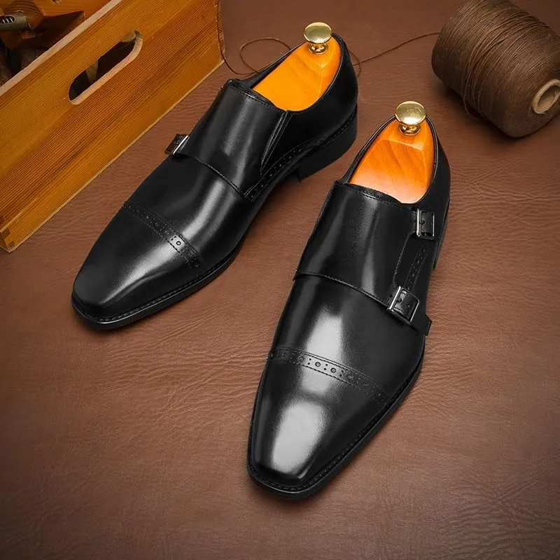 Oxford Formal Shoes for Men Black Monk Strap Dress Shoes Mens Business Shoes Genuine Leather Wedding Shoes Boys Prom Shoes