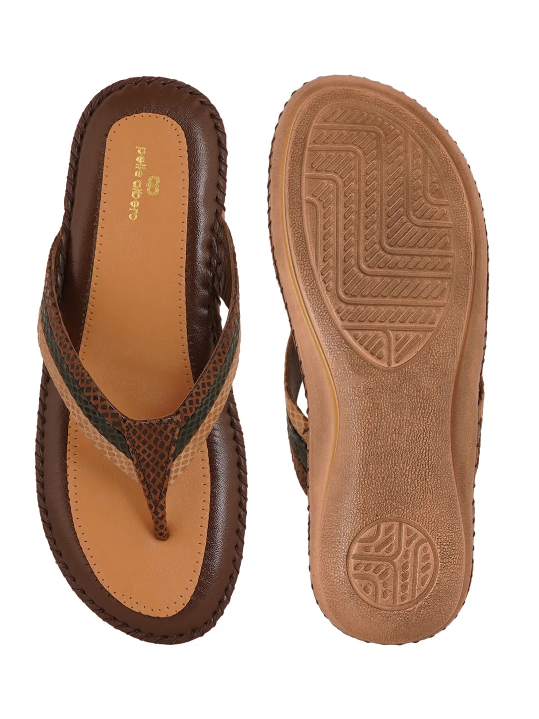 Pelle Albero Brown Women comfortable  Slippers