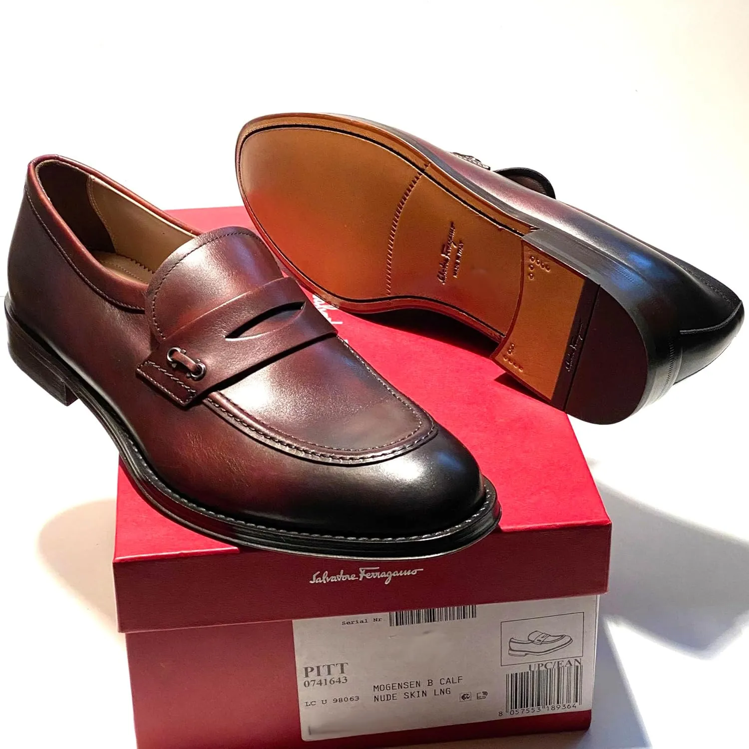 Penny Loafers Brown Pitt Calf Leather Men's Dress Slip-on Gancini (Salvatore