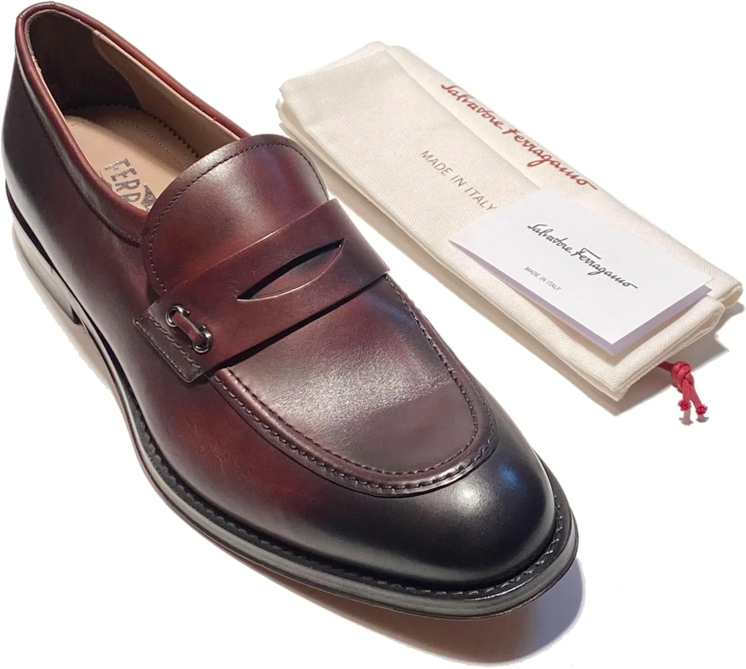 Penny Loafers Brown Pitt Calf Leather Men's Dress Slip-on Gancini (Salvatore
