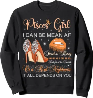 Pisces Girl Birthday High Heels Dripping Lips Butterfly Sweatshirt