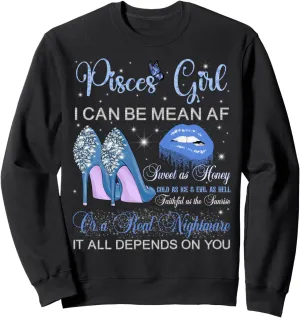 Pisces Girl Birthday High Heels Dripping Lips Horoscope Sweatshirt