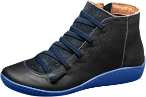 Platform Boots for Women Vintage Ankle Boots for Women Round Toe Lace-Up Side Zipper Casual Short Boots Women's Boots