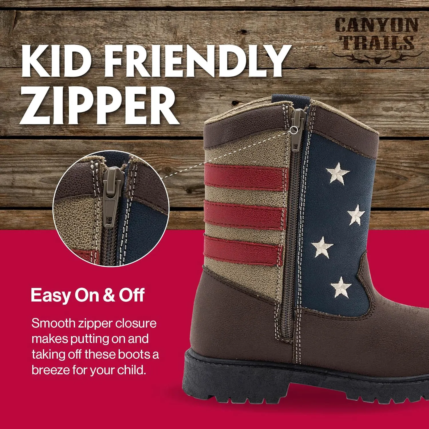 Premium Kids Cowboy Boots - Comfort Fit, Breathable Cowboy Boots Rounded Toe Style - Durable & Stylish Western Wear,Faux Leather Cowboy Boots for Kids