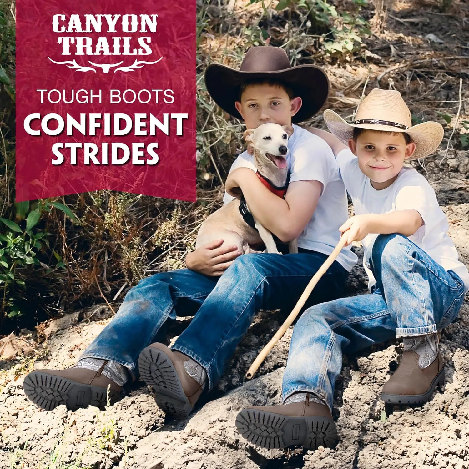 Premium Kids Cowboy Boots - Comfort Fit, Breathable Cowboy Boots Rounded Toe Style - Durable & Stylish Western Wear,Faux Leather Cowboy Boots for Kids