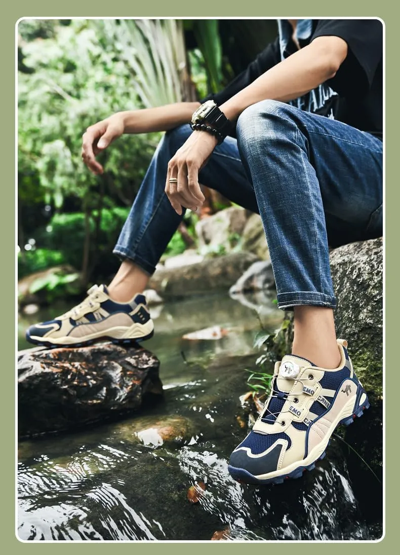 Purubylley Men's Waterproof Hiking Shoes Leather Low-Top Hiking Shoes for Outdoor Trailing Trekking Camping Walking