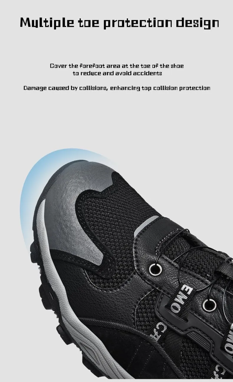 Purubylley Men's Waterproof Hiking Shoes Leather Low-Top Hiking Shoes for Outdoor Trailing Trekking Camping Walking
