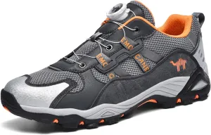 Purubylley Men's Waterproof Hiking Shoes Leather Low-Top Hiking Shoes for Outdoor Trailing Trekking Camping Walking