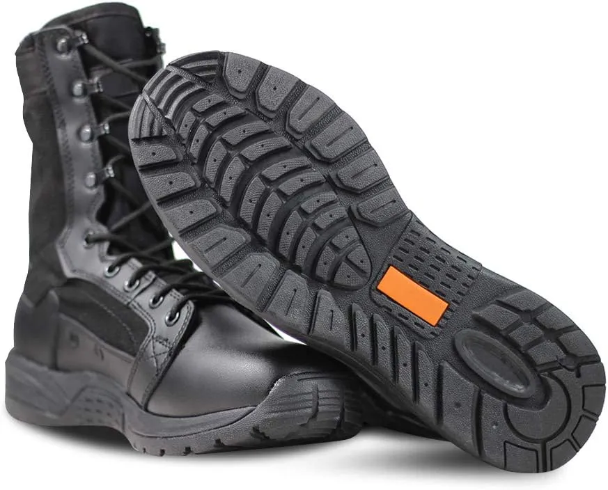 QUNLON Men's Military Tactical Boots 8 Inches Combat Boots Lightweight Work Boots Outdoor Hiking Walk Desert Boots Black/Sand