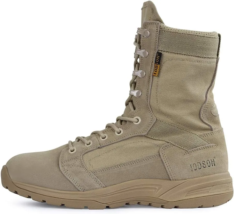 QUNLON Men's Military Tactical Boots 8 Inches Combat Boots Lightweight Work Boots Outdoor Hiking Walk Desert Boots Black/Sand