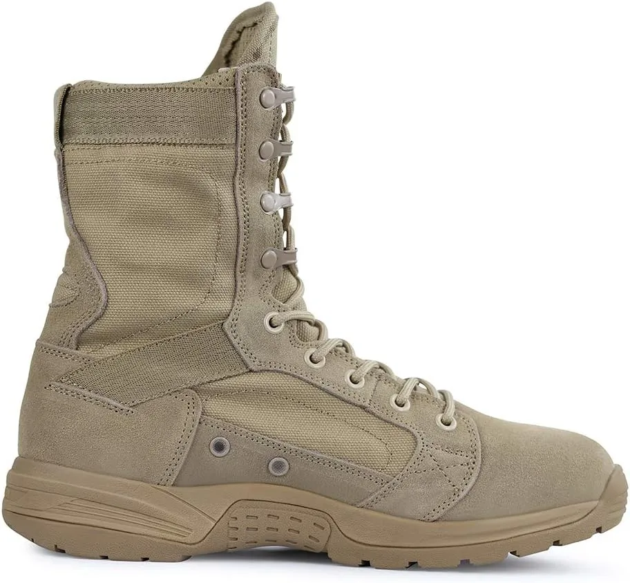 QUNLON Men's Military Tactical Boots 8 Inches Combat Boots Lightweight Work Boots Outdoor Hiking Walk Desert Boots Black/Sand
