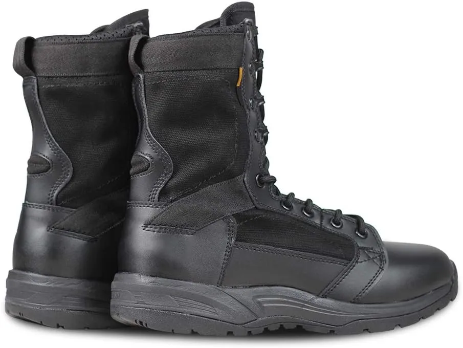 QUNLON Men's Military Tactical Boots 8 Inches Combat Boots Lightweight Work Boots Outdoor Hiking Walk Desert Boots Black/Sand