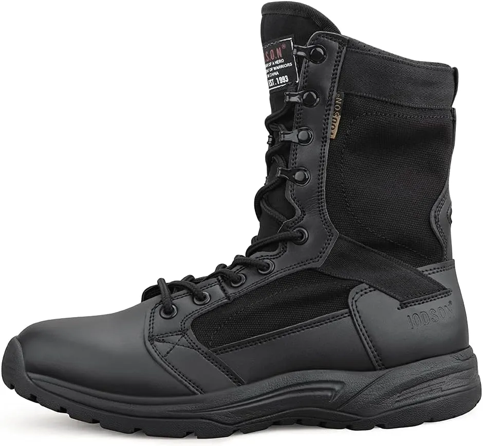 QUNLON Men's Military Tactical Boots 8 Inches Combat Boots Lightweight Work Boots Outdoor Hiking Walk Desert Boots Black/Sand