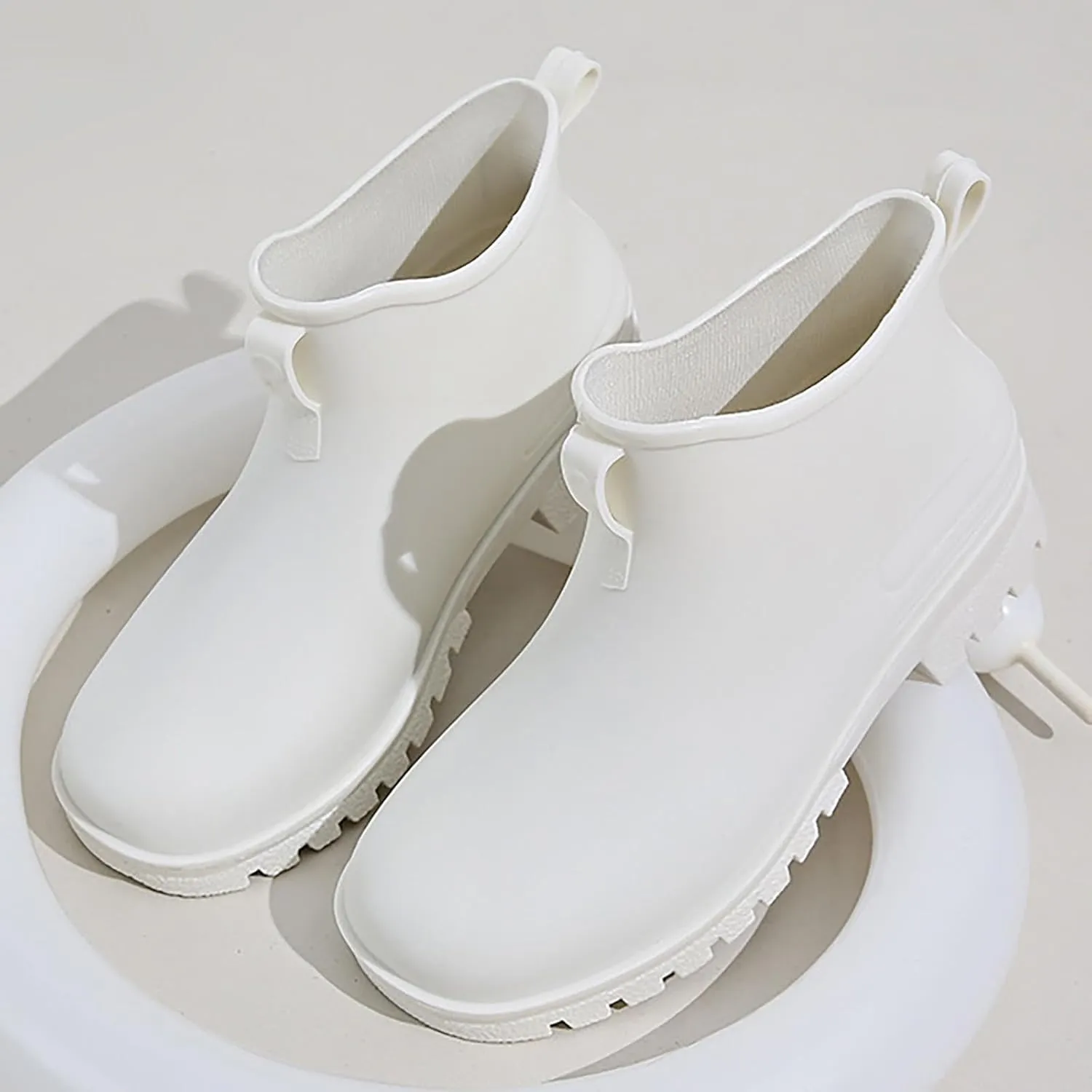 Rain Boots Women Wide Calf Ankle Boots For Women Ankle Booties Waterproof Low Heel Rain Shoes Cowboy Cowgirl Winter Combat