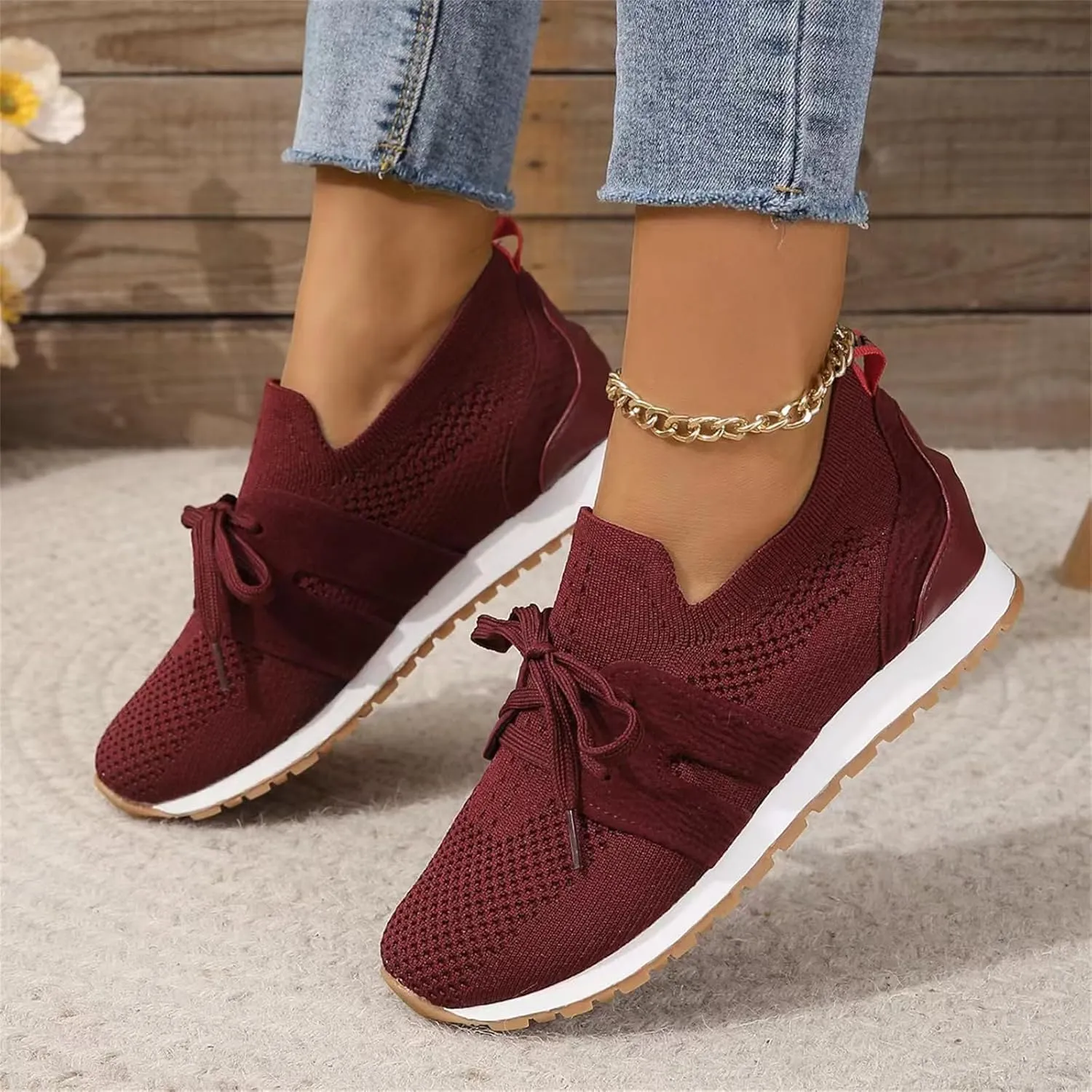 Running Shoes For Women Lightweight Tennis Shoes Non Slip Gym Workout Shoes Breathable Mesh Walking Slip On Sneakers