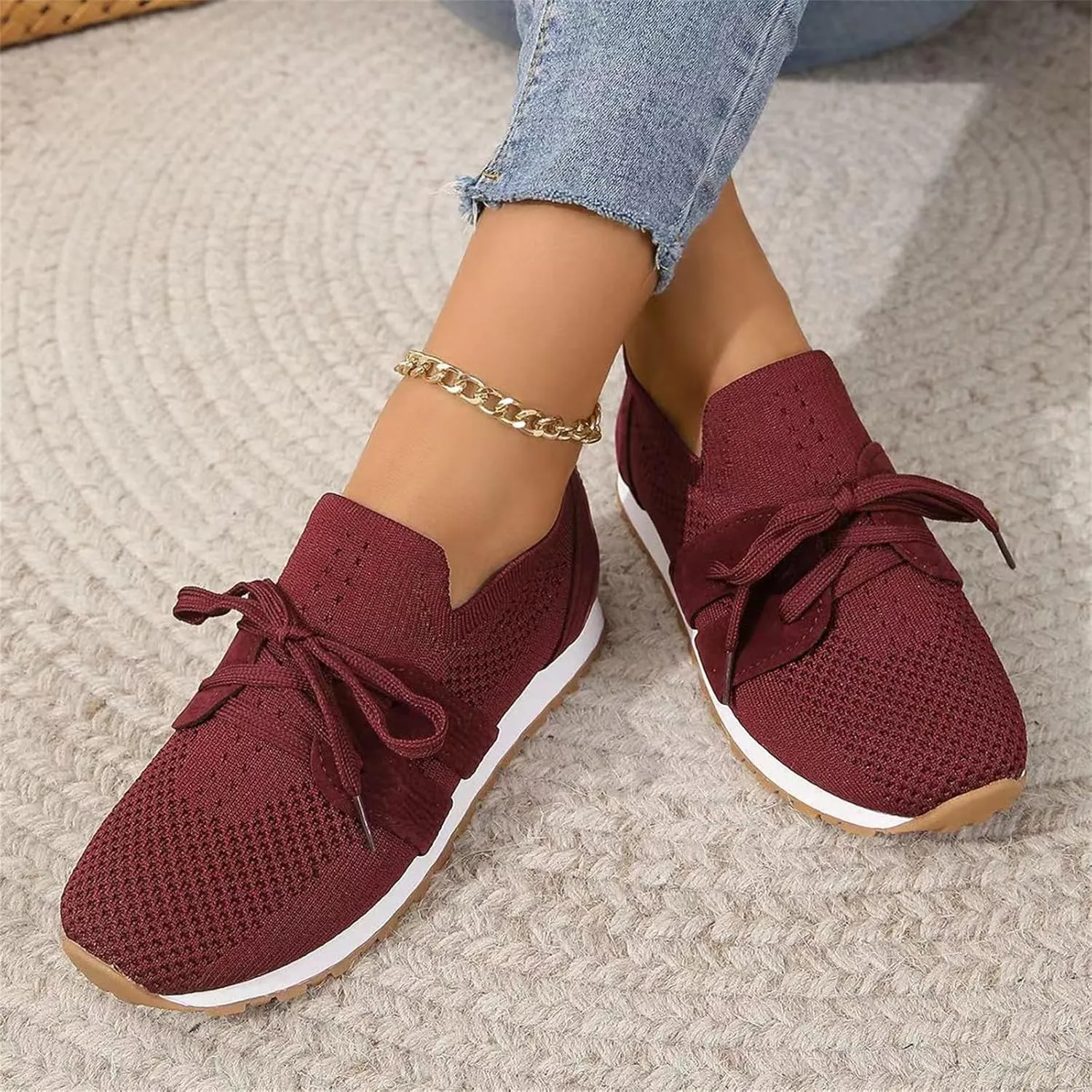 Running Shoes For Women Lightweight Tennis Shoes Non Slip Gym Workout Shoes Breathable Mesh Walking Slip On Sneakers