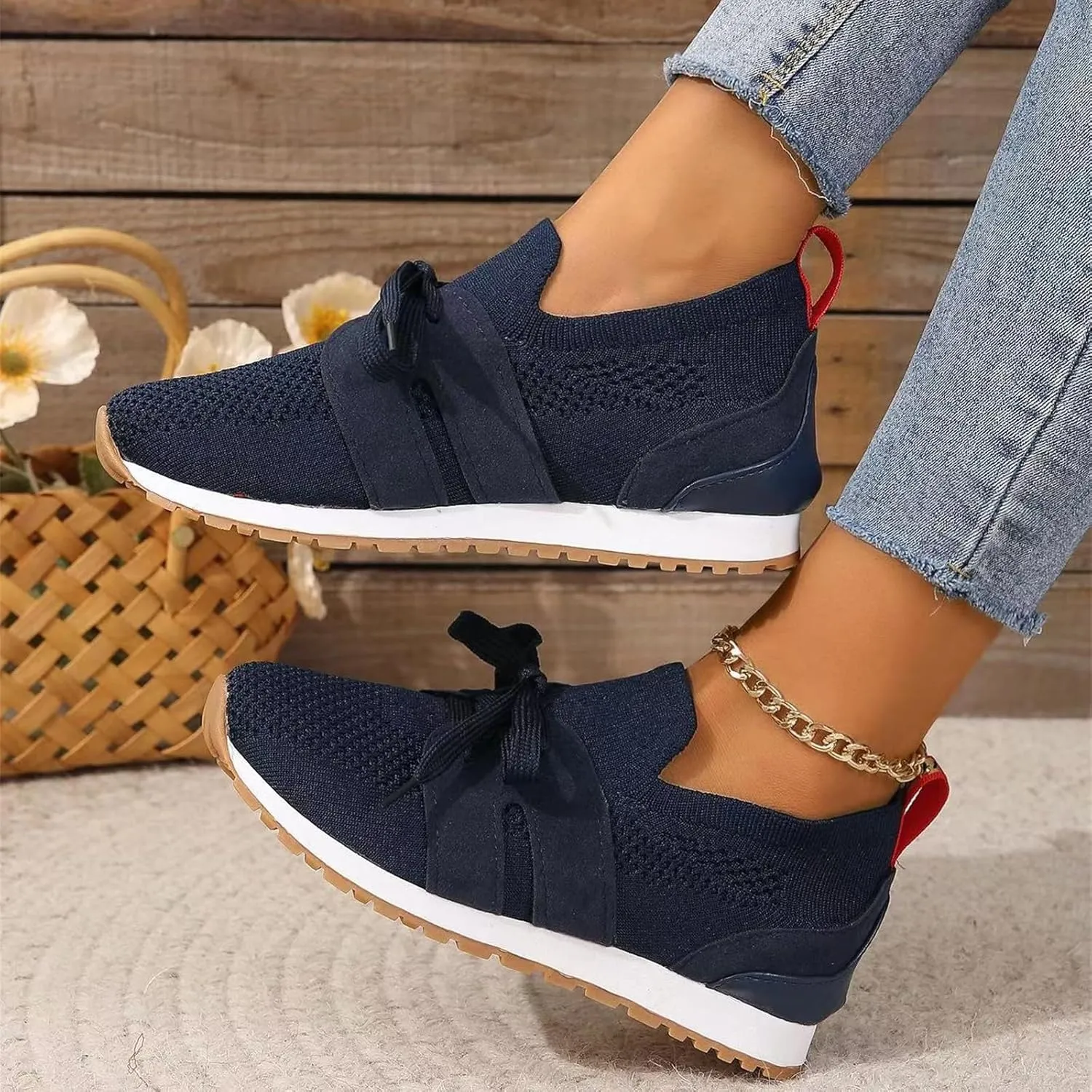 Running Shoes For Women Slip On Breathable Mesh Walking Shoes Fashion Sneakers Comfort Tennis Athletic Workout Shoes