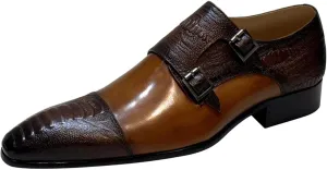 Santimon Men??s Casual Shoes Double Monk Strap Loafers ?C Leather Dress Mocasines for Business, Wedding & Formal Events