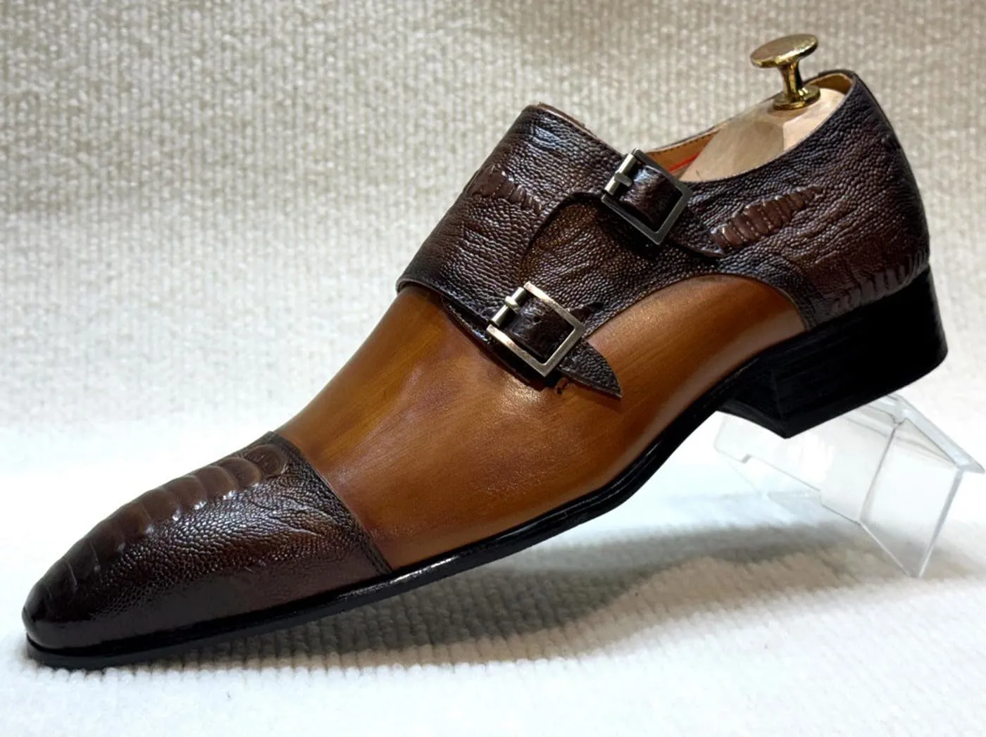 Santimon Men??s Casual Shoes Double Monk Strap Loafers ?C Leather Dress Mocasines for Business, Wedding & Formal Events