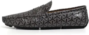 Santimon Men's Classic Penny Loafers Geometric Pattern Slip-On Moccasins Casual Flat Driving Shoes