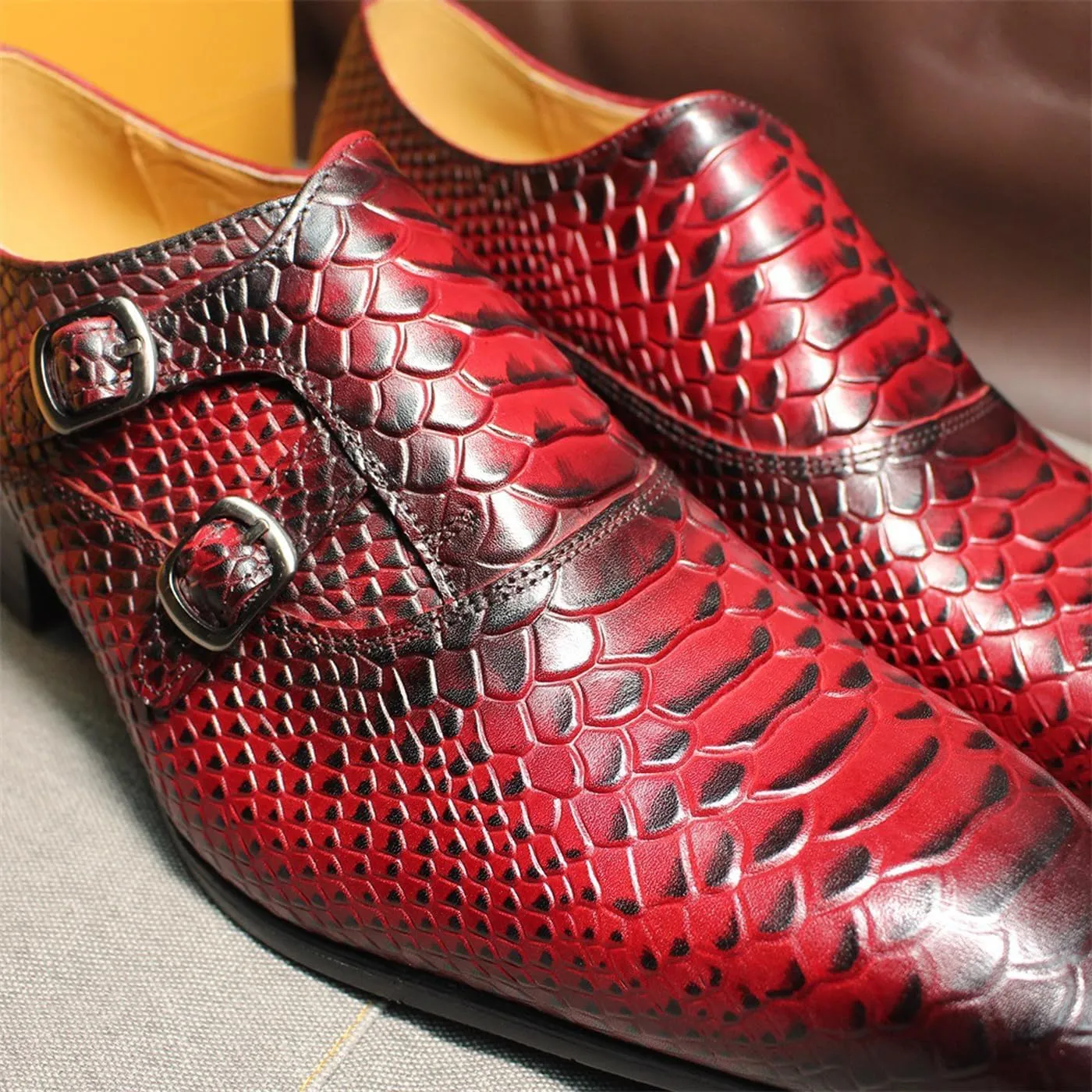 Santimon Men??s Double Monk Strap Loafers Dress Shoes ?C Leather Mocasines for Business Casual, Wedding & Formal Events