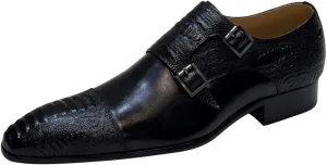 Santimon Men??s Double Monk Strap Loafers Dress Shoes ?C Leather Mocasines for Business Casual, Wedding & Formal Events