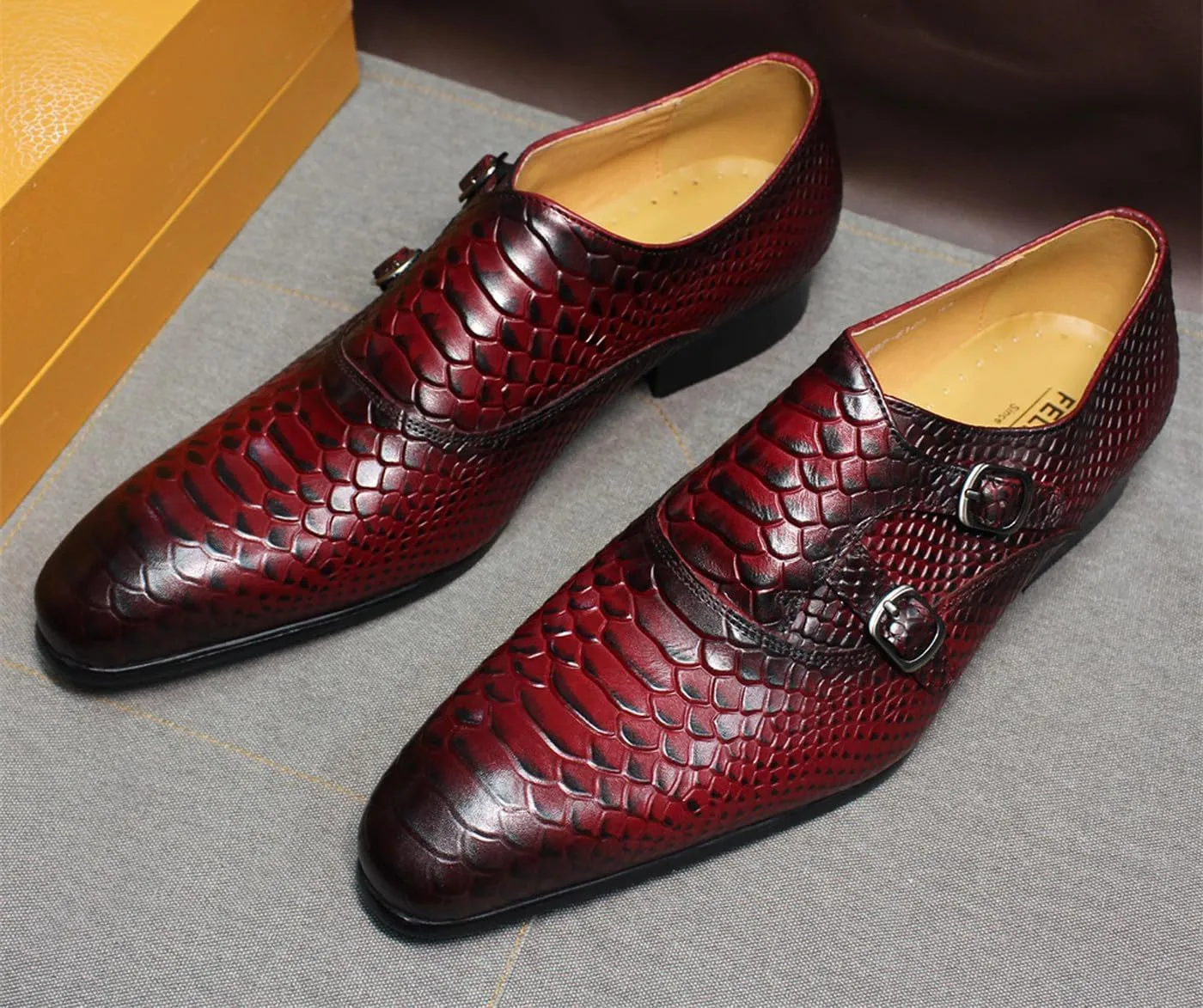 Santimon Men??s Double Monk Strap Loafers Dress Shoes ?C Leather Mocasines for Business Casual, Wedding & Formal Events