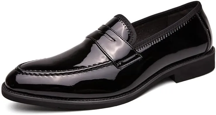 Santimon Men's Dress Slip-on Penny Loafers Shiny Pattern Leather Business Formal Casual Moccasin Shoes