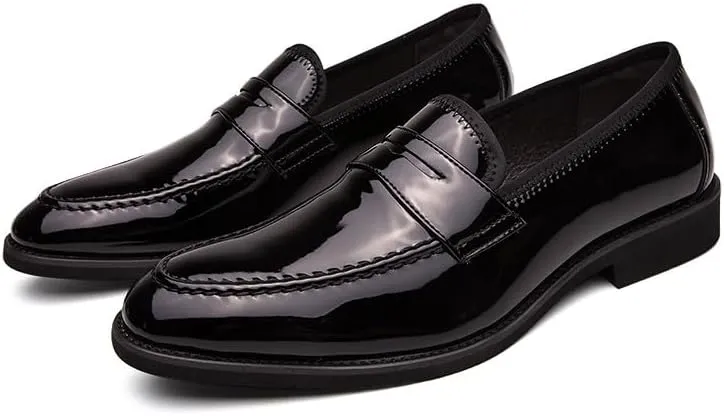Santimon Men's Dress Slip-on Penny Loafers Shiny Pattern Leather Business Formal Casual Moccasin Shoes