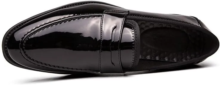Santimon Men's Dress Slip-on Penny Loafers Shiny Pattern Leather Business Formal Casual Moccasin Shoes