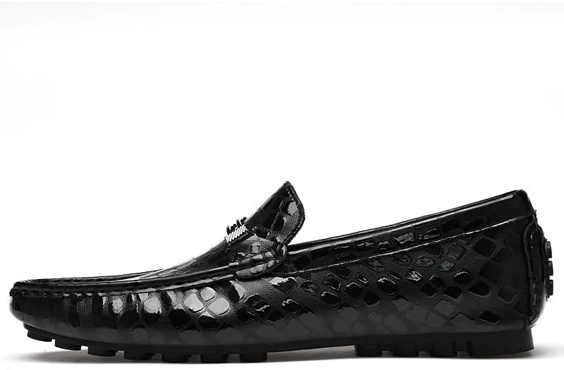 Santimon Men's Genuine Leather Horse-Bit Flat Moccasin Loafers Casual Lightweight Driving Boat Shoes