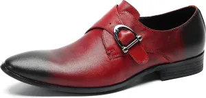 Santimon Men's Loafers Formal Dress Casual Genuine Leathe Monk Strap Loafers Fashion Comfort Business Casual Moccasins Prom Wedding Tuxedo Shoes for Men