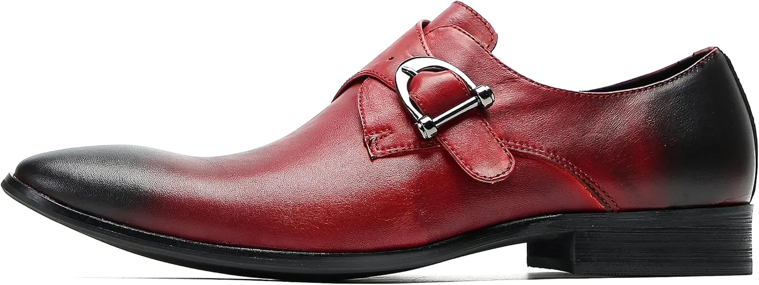Santimon Men's Loafers Formal Dress Casual Genuine Leathe Monk Strap Loafers Fashion Comfort Business Casual Moccasins Prom Wedding Tuxedo Shoes for Men