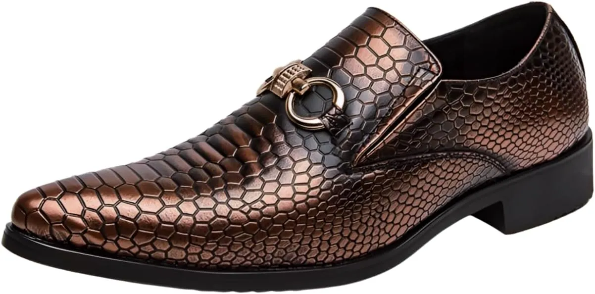Santimon Men's Loafers Shoes Slip On Leather Shoes Casual Dress Loafer Fashion Wedding Party Prom Shoes