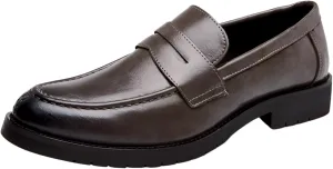 Santimon Men's Moc Toe Penny Loafers Comfort Dress Slip-on Business Formal Shoes