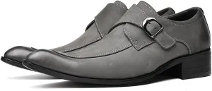 Santimon Men's Suede Dress Shoes Monk Strap Loafers | Formal Penny Loafers with Classic Buckle Closure & Non-Slip Rubber Sole for Business Casual, Wedding & Evening Events