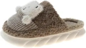 SBGMoSJ House Slippers for Elderly Women Non Slip Bedroom Slippers Ballerina House Slippers White Fluffy Slippers Closed Toe Christmas Village Accessories Gifts for Her 2023
