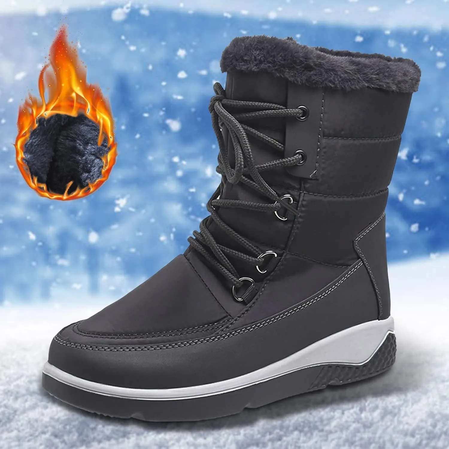 SBGMoSJ Waterproof Winter Boots Women Zipper Womens Winter Boots Waterproof Zipper Fuzzy Knee High Winter Boots for Women Women's Winter Boots Winter Dress Boot for Women 2023