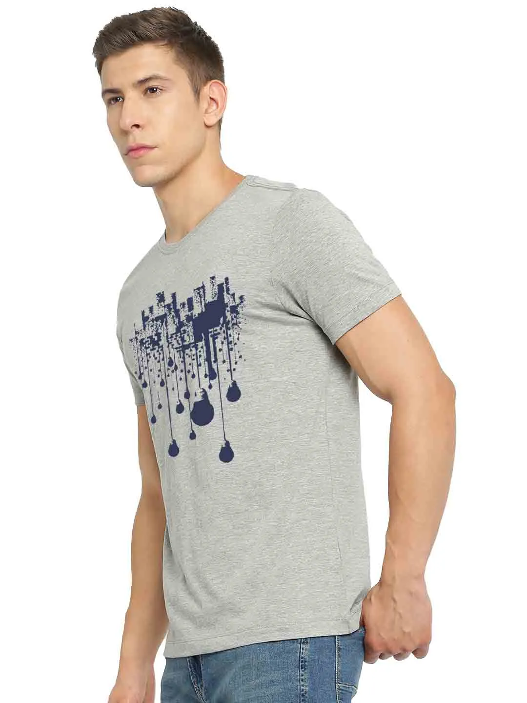 Semantic Half Sleeve Cotton T-shirt - Printed Lights