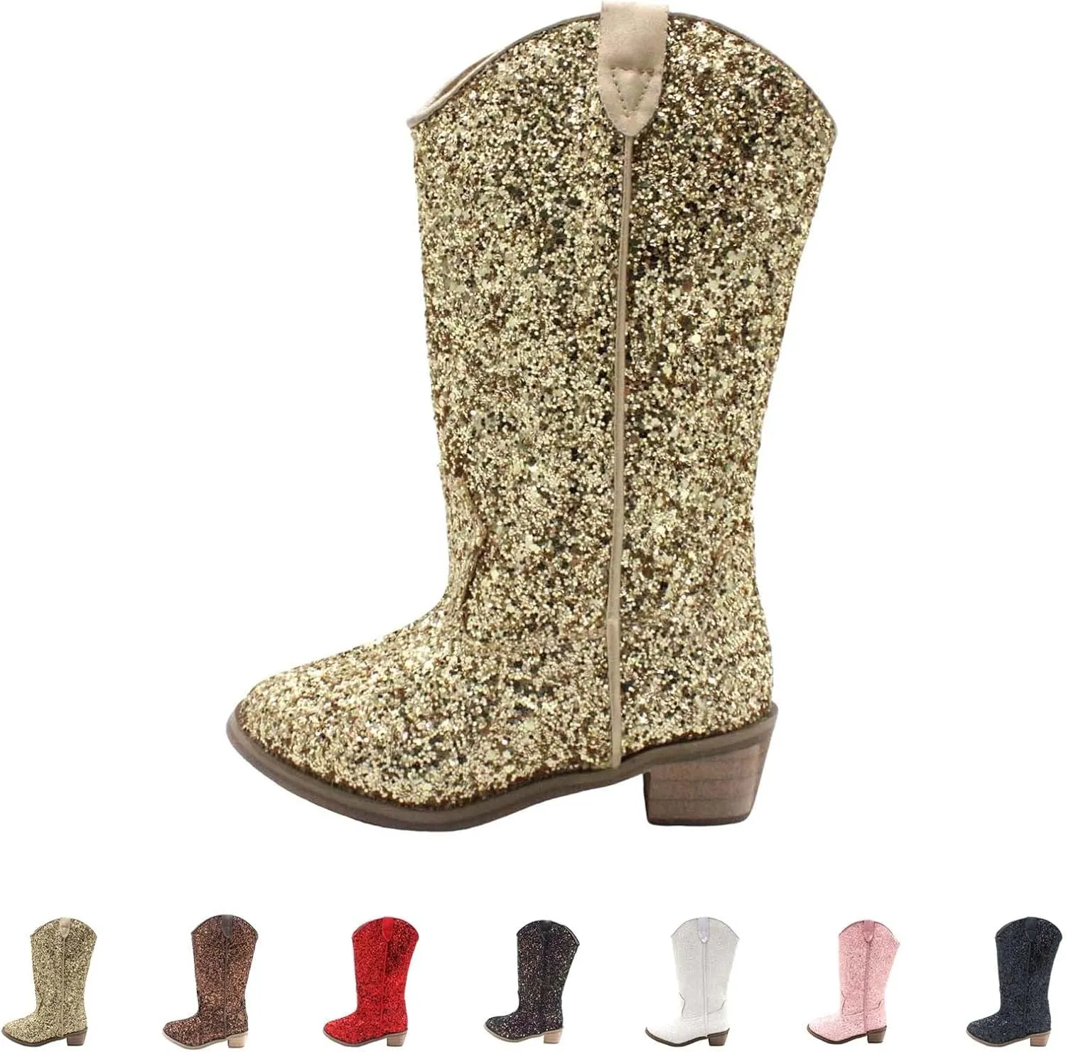 Sequins High Heels Pumps for Girl Waterproof Cowboy Western Boots Boot Knee High Boots Mid Calf Boots