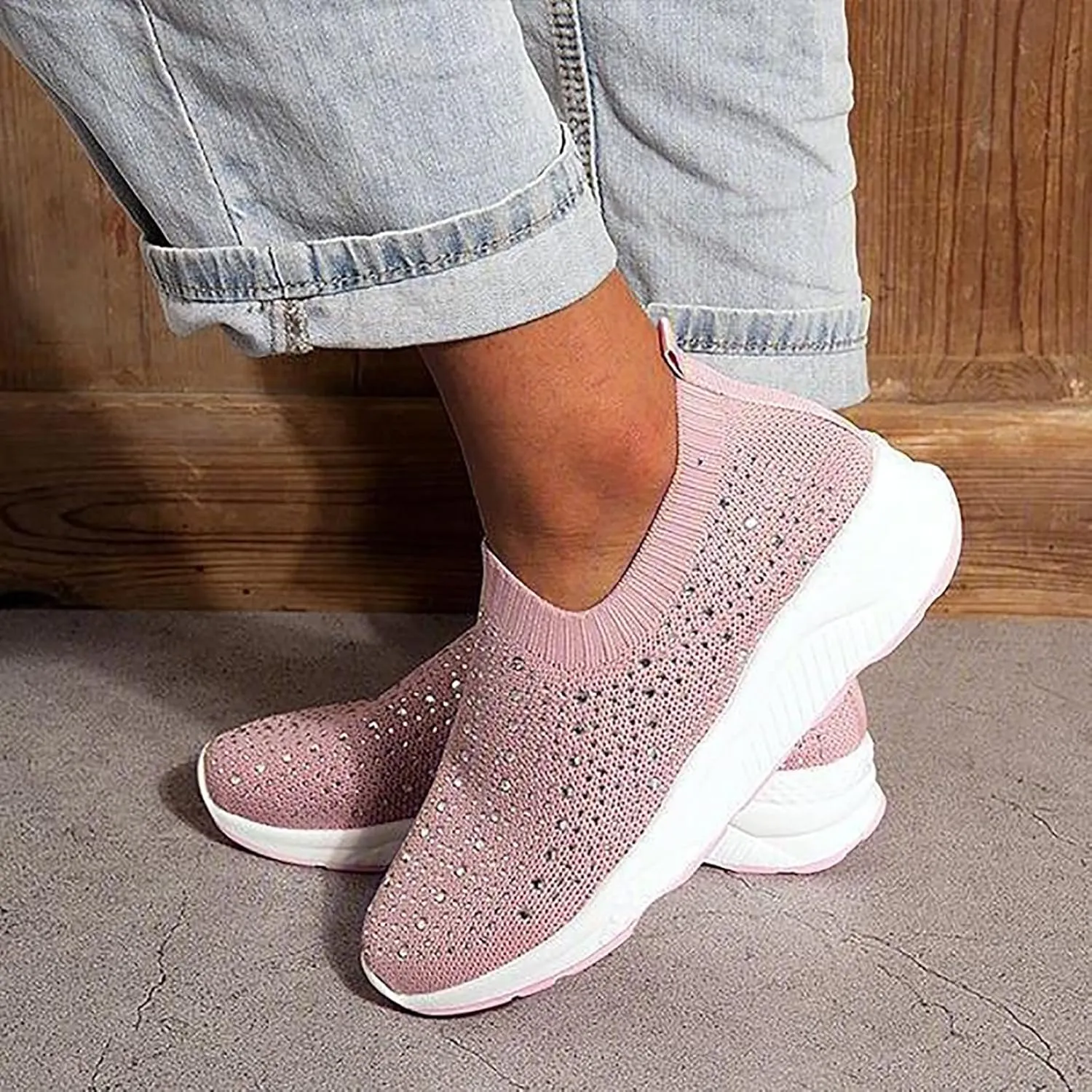 Slip On Shoes Women Dressy with Wedge Womens Tennis Shoes Size 9w Black High Top Sneakers for Women Platform Bowling Shoes Women 8 Black Zapatos Antiderrapantes para Mujer De Trabajo
