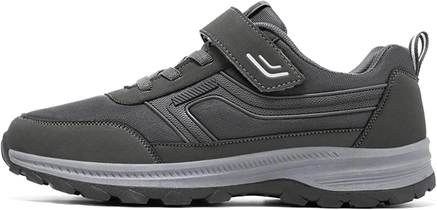 Slip-on Walking Shoes for Men Wide Width Sneakers Lace-Up Hiking Shoes Outdoor Work Shoes Waterproof Trekking Shoes