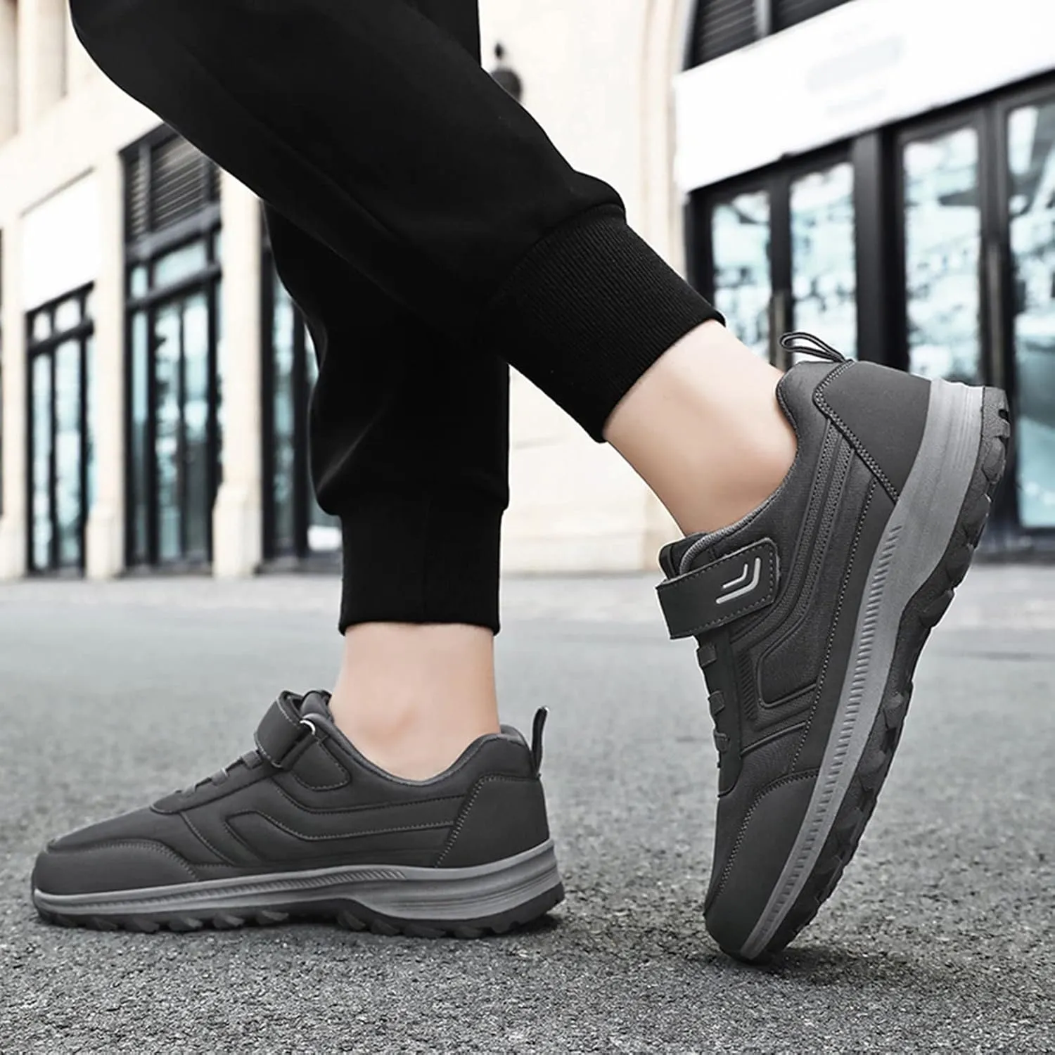 Slip-on Walking Shoes for Men Wide Width Sneakers Lace-Up Hiking Shoes Outdoor Work Shoes Waterproof Trekking Shoes