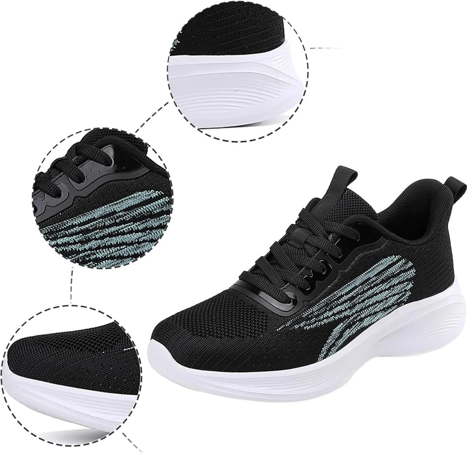 Slip on Walking Shoes for Women Dressy Knitted Non Slip Arch Support Running Shoes Breathable Mesh Sports Workout Tennis Shoes Ladies 2024 Fashion Sneakers