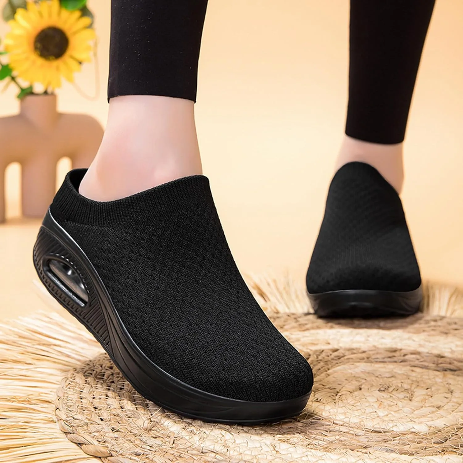Slip on Walking Shoes for Women Non Slip Memory Foam Running Shoes Wide Width Breathable Gym Workout Shoes Lightweight Fashion Sneakers