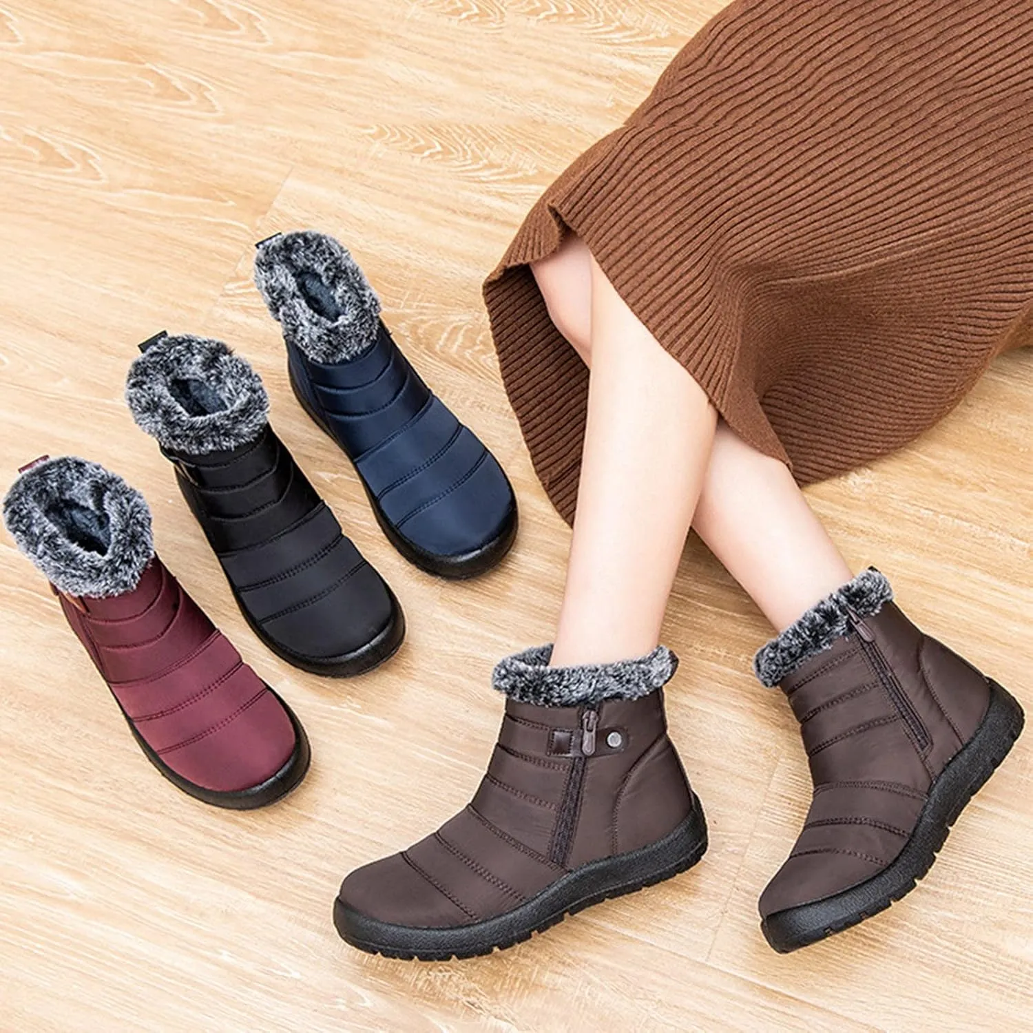Slip on Winter Boots for Women Wide Women Waterproof Hiking Winter Snow Boots Long Women Winter Boots Slip on 8.5 Boots for Winter Fashion for Women Slip on Botas Para La Nieve De Mujer