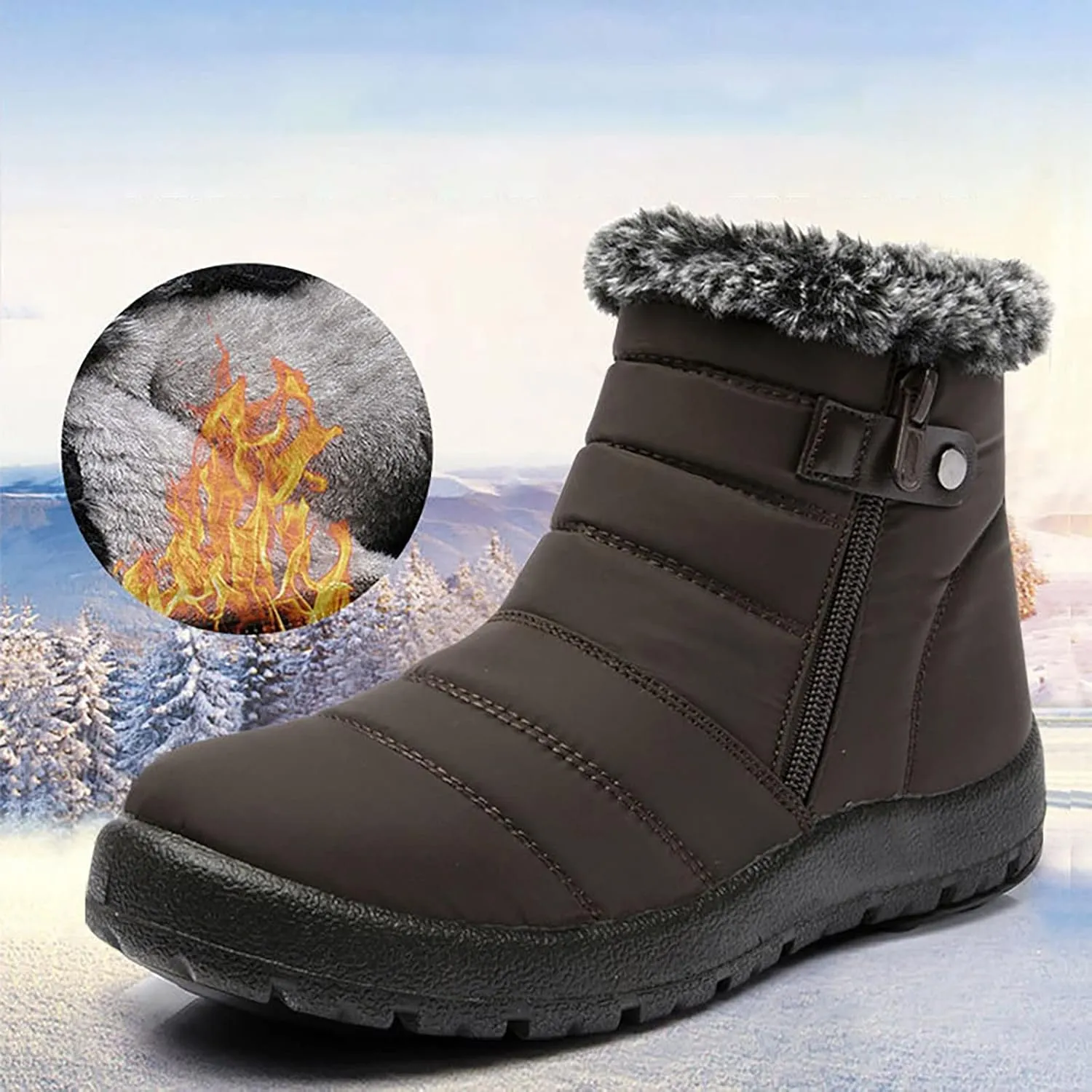 Slip on Winter Boots for Women Wide Women Waterproof Hiking Winter Snow Boots Long Women Winter Boots Slip on 8.5 Boots for Winter Fashion for Women Slip on Botas Para La Nieve De Mujer