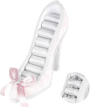 Small High Heels Jewelry Storage, Bow High Heel Jewelry Organizer for Women, Earring Ring Display Holder, Home Decor Ornaments Storage Rack, Gift for Women Girls (Light Pink)