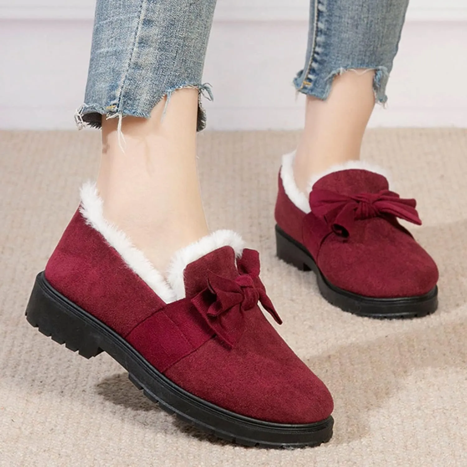 Snow Boots Cute Snow Boots for Women Waterproof Warm Womens Winter Dress Boots Size 12 Womens Winter Boots Wide Toe Slip Resistant Snow Boots for Women Waterproof Womens Boots Tall